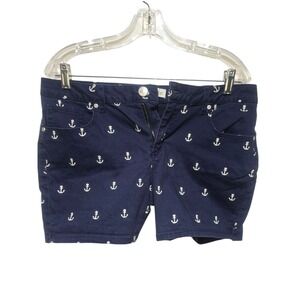 Women Mid-Rise Shorts Women Anchor  Embroidered Logo Love Indigo Stretch